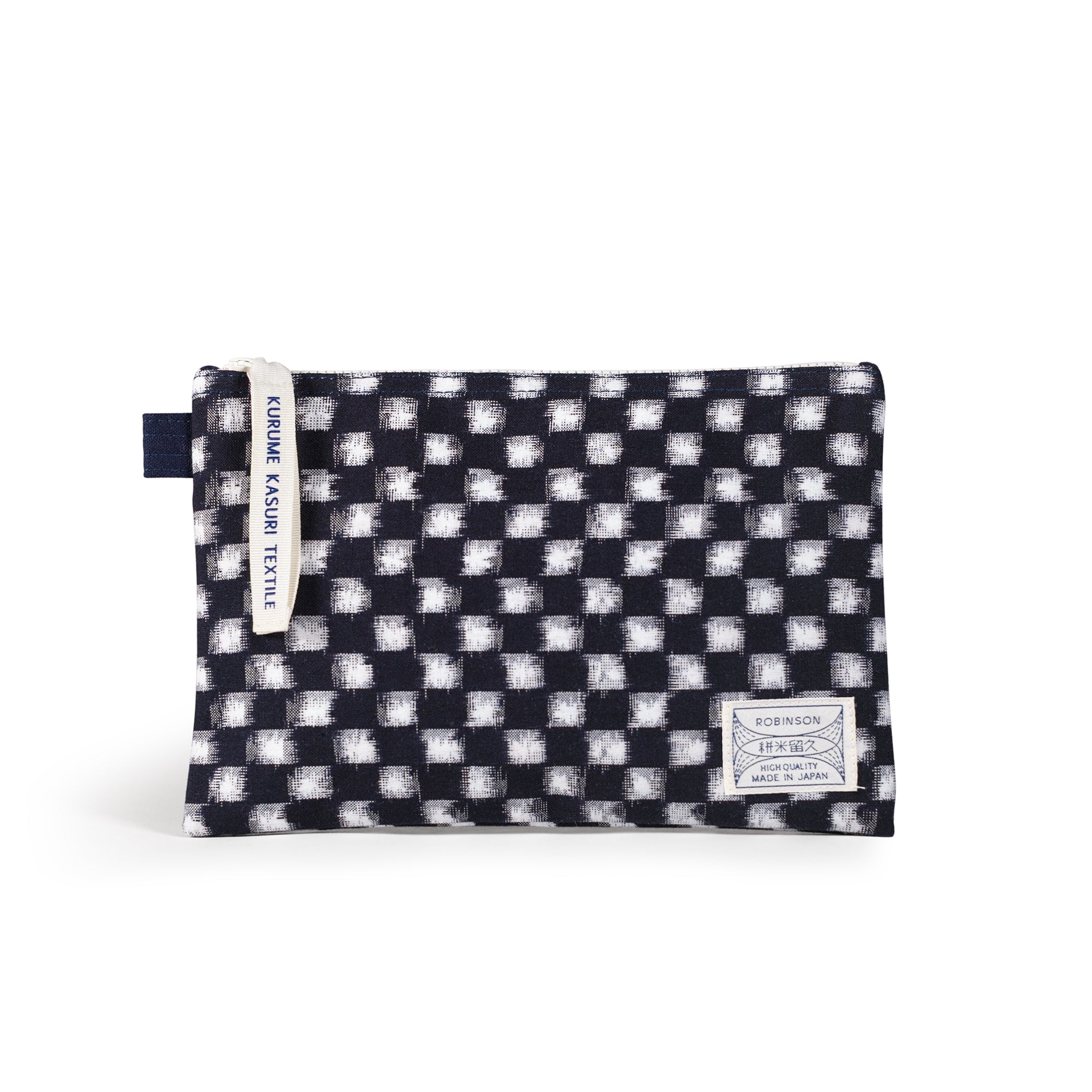 Pochette M Carreaux Marine/Blanc