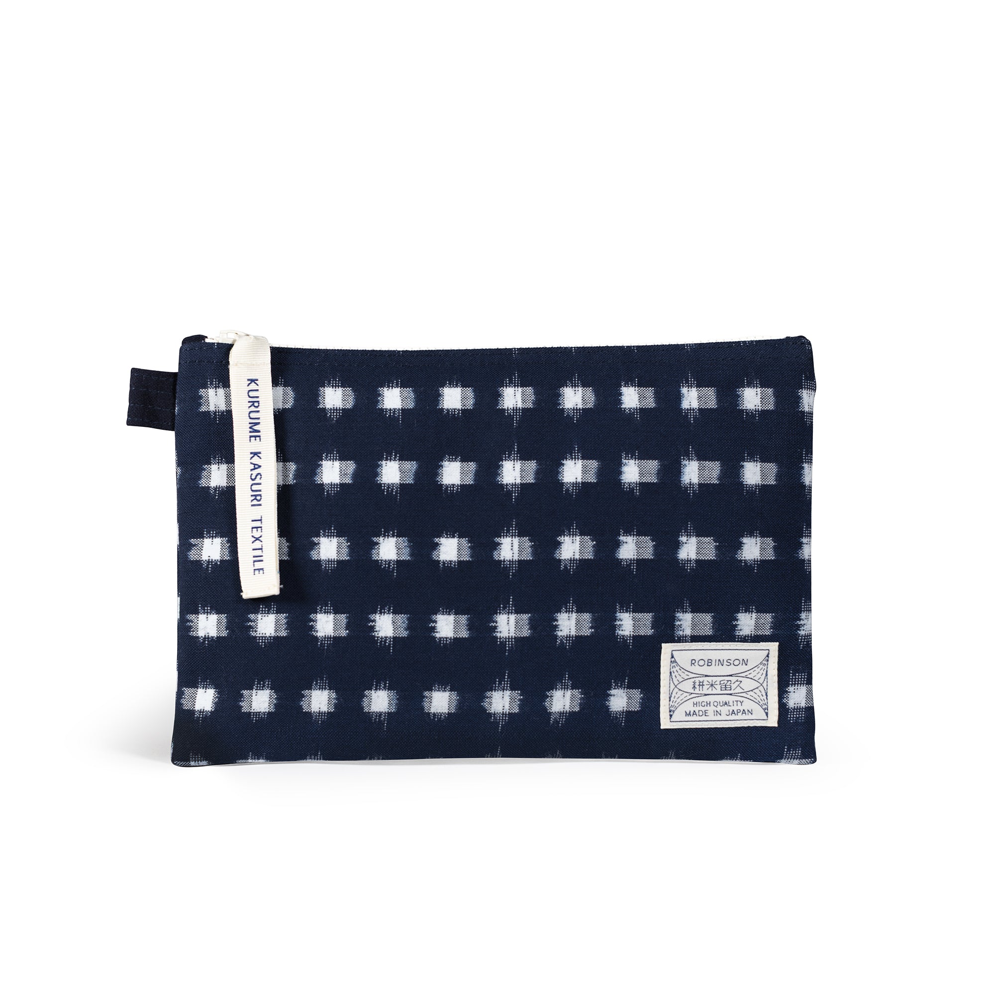 Pochette M Pois carrés Marine/Blanc