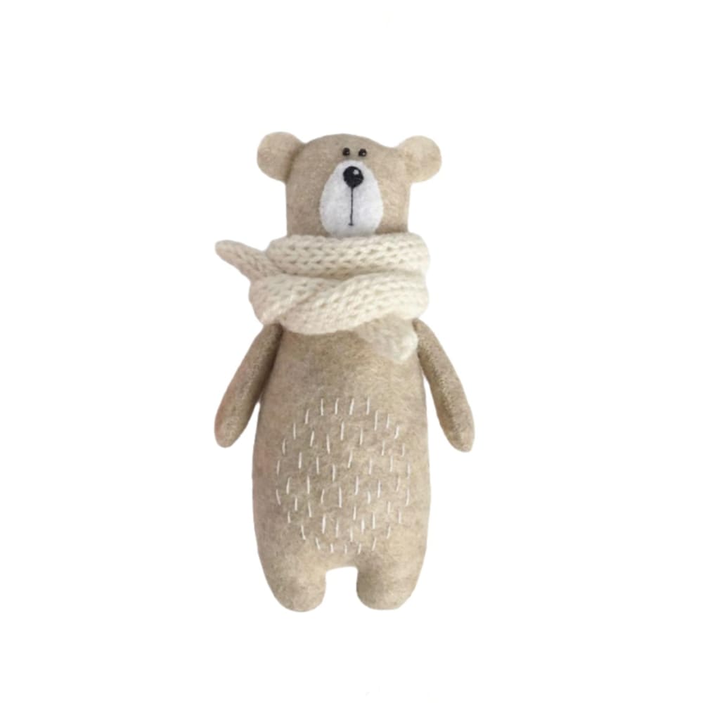 Peluche - Ours beige avec écharpe crème - PELUCHES