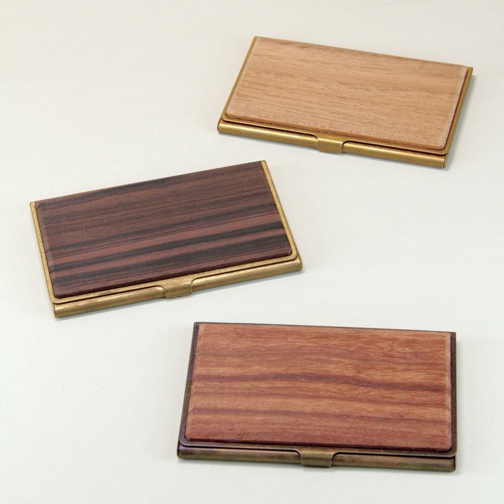 Porte Cartes de Visite - Laiton et bois avec boîte en bois de Granadillo - CARDCASE