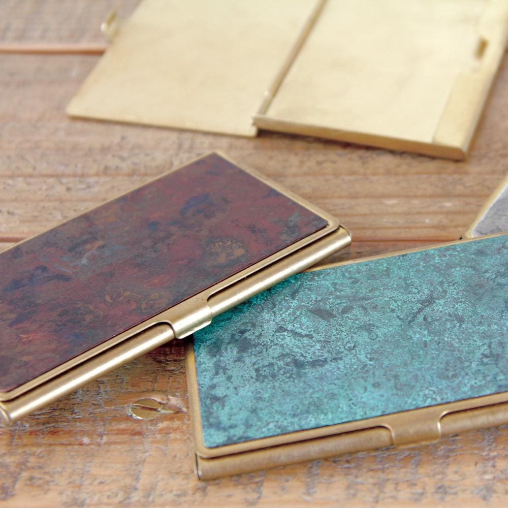 Porte Cartes de Visite en Laiton Corrodé - Hanmon Kujyaku - ACCESSOIRES DE BUREAU