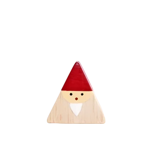 Figurine en Bois triangulaire - Père Noël - Rouge