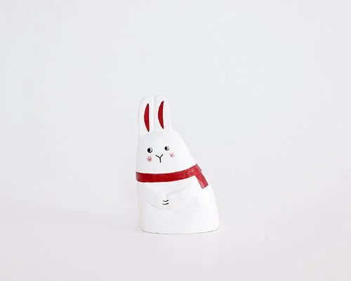 Figurine en bois série de Noël "se blottir" - Lapin