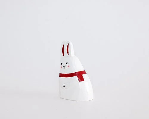 Figurine en bois série de Noël "se blottir" - Lapin