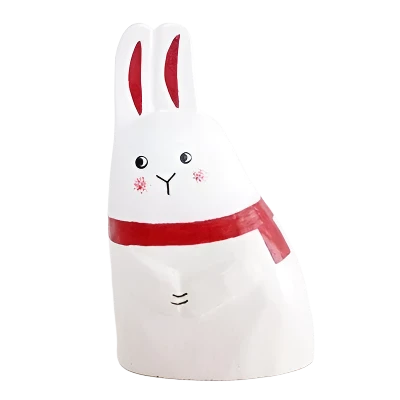 Figurine en bois série de Noël "se blottir" - Lapin