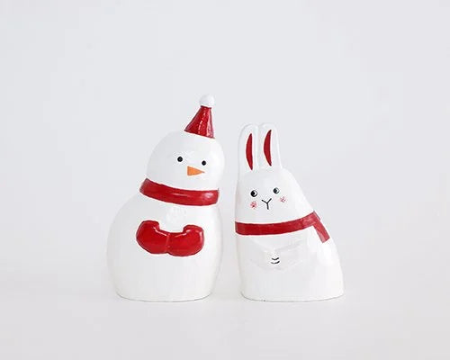 Figurine en bois série de Noël "se blottir" - Lapin