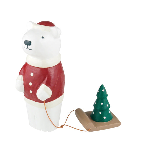 Figurine en Bois - Ours Polaire Noël - Sapin