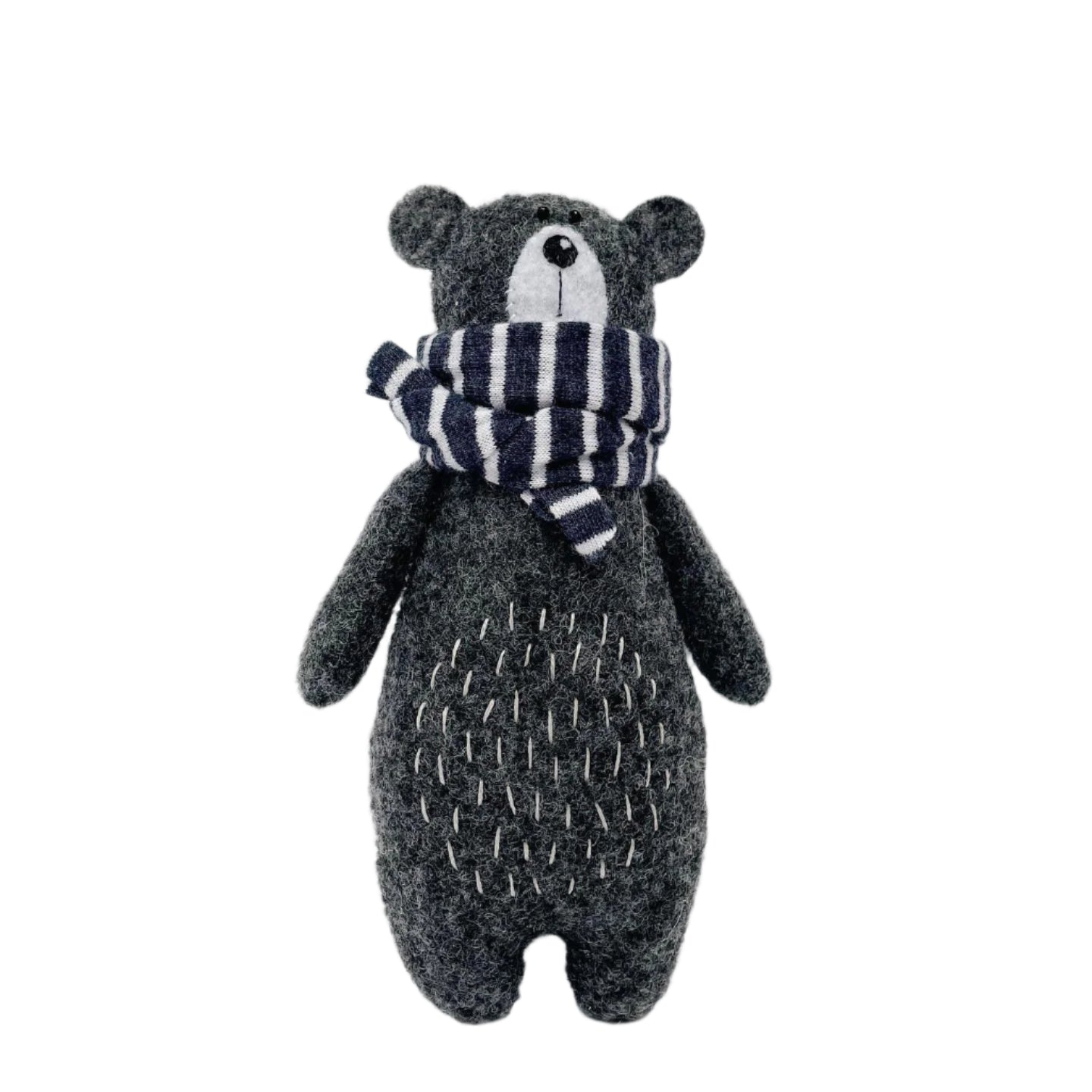 Peluche - Ours gris foncé  avec écharpe marron