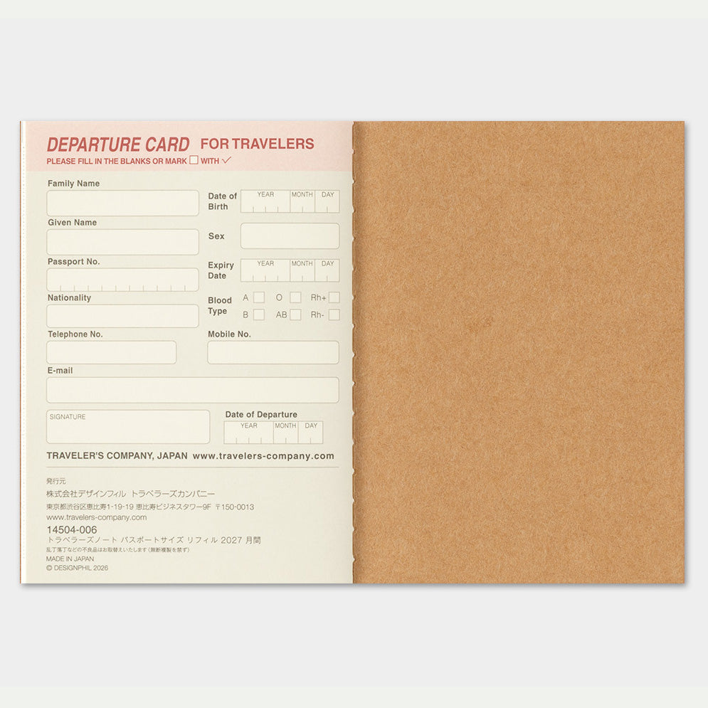 Recharge Mensuelle - 2027 - Format Passeport · TRAVELER’S COMPANY