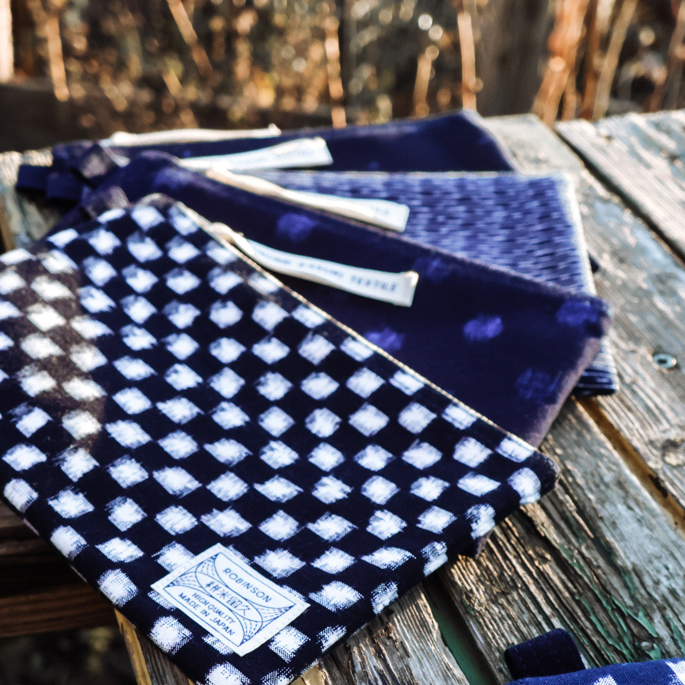 M Clutch Navy Blue Polka Dots