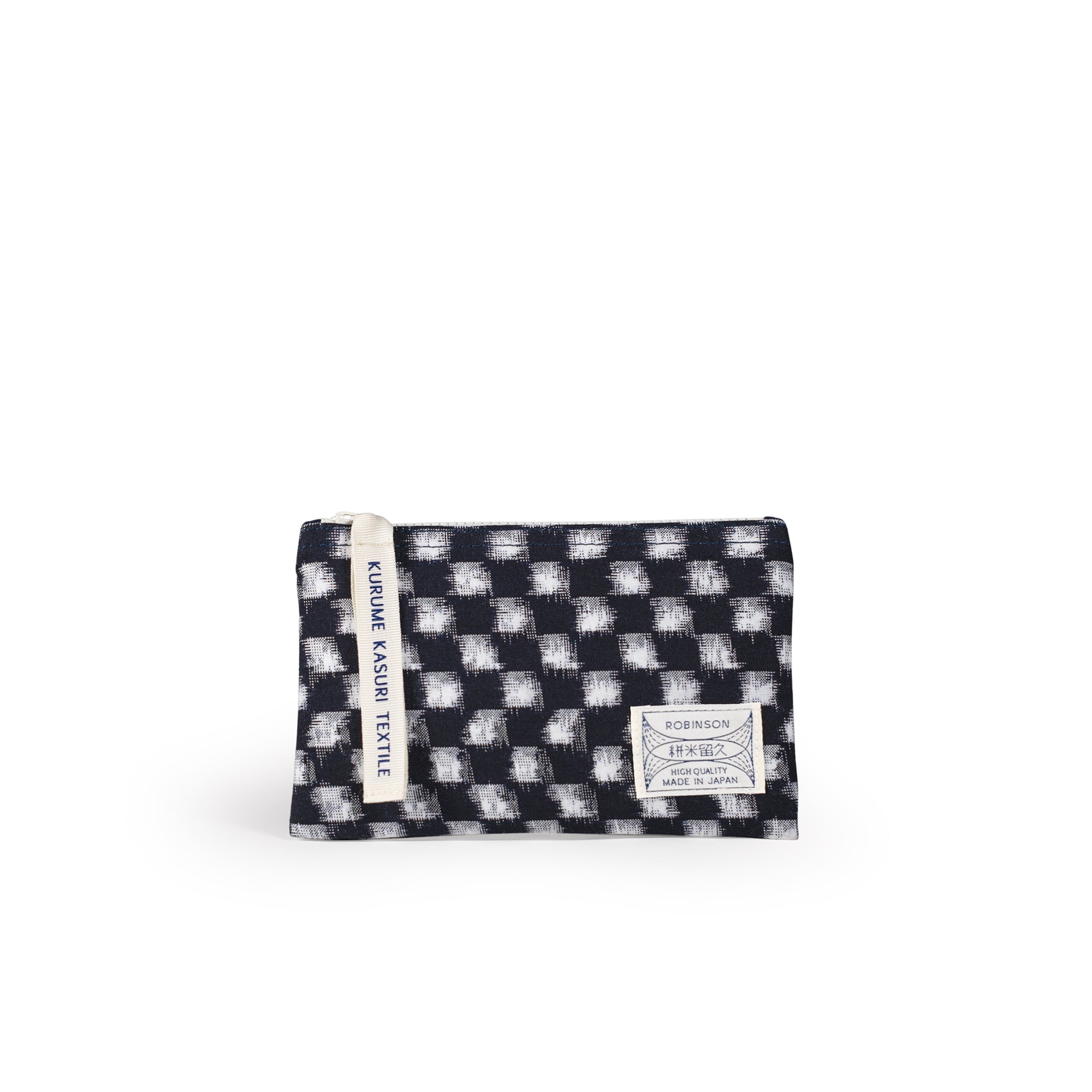 Pochette S Carreaux Marine/Blanc