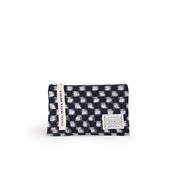 Pochette S Carreaux Marine/Blanc