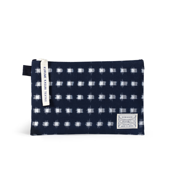 Pochette M Pois carrés Marine/Blanc