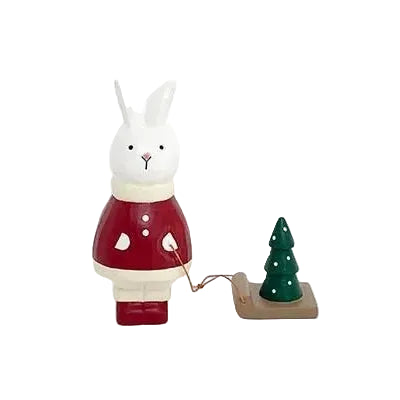 Figurine en bois – Lapin Père Noël