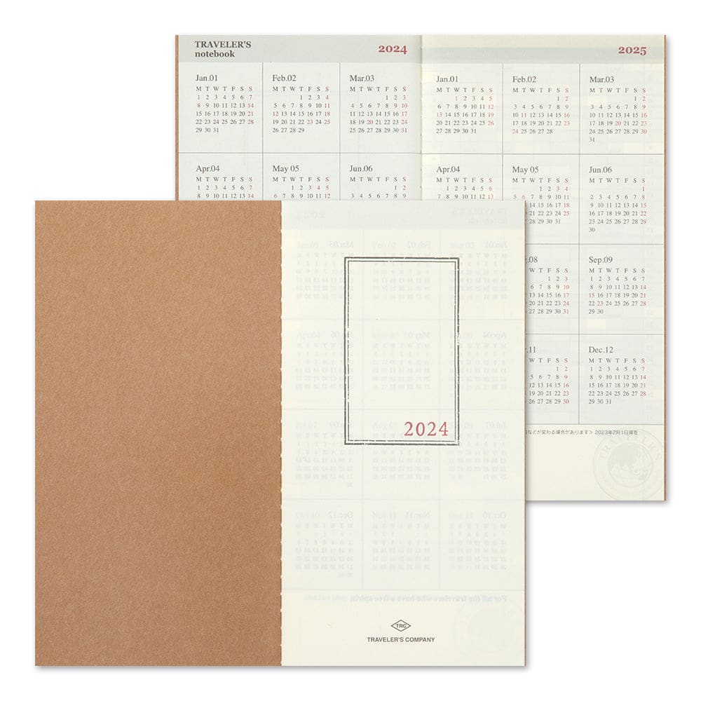 Agenda mensuel 2024 (classique) TRAVELER’S NOTEBOOK REFILLS