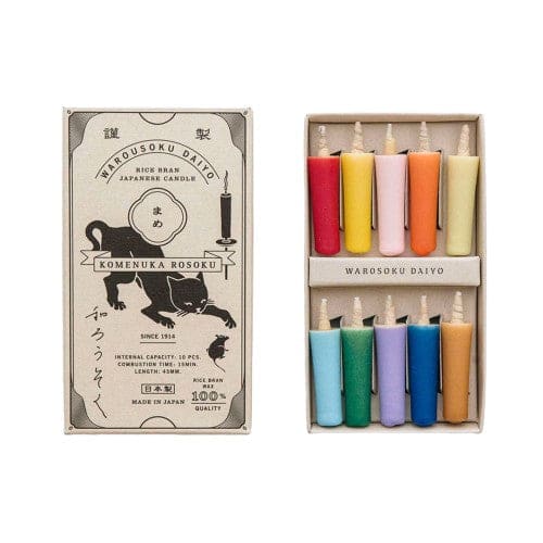 Bougie en cire de riz couleurs vives paquet de 10 - BOUGIES