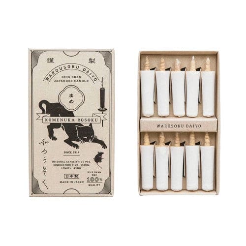 Bougies Artisanales en Cire de Riz Blanches (Paquet de 10) - BOUGIES