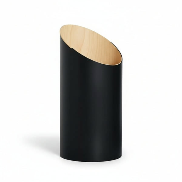 Papierkorb "SWING BIN" - Schwarz, Deckel Ahorn - M