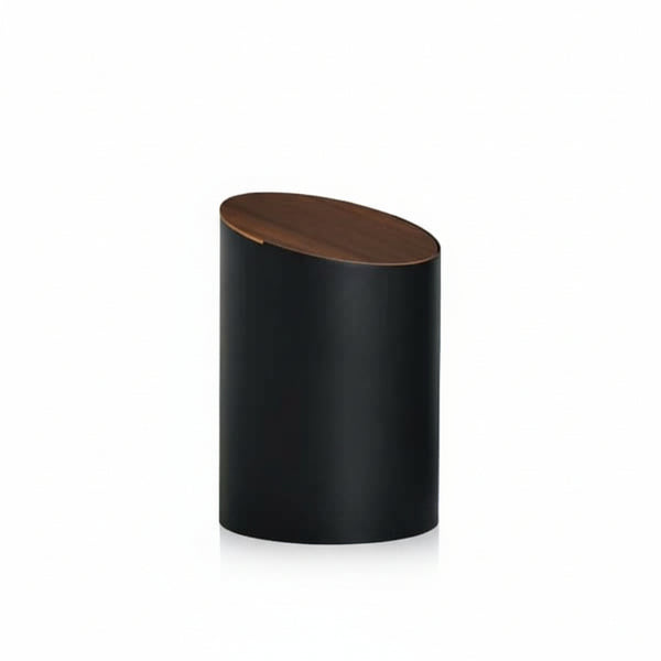 Papierkorb "SWING BIN" - Schwarz, Deckel Walnuss - S