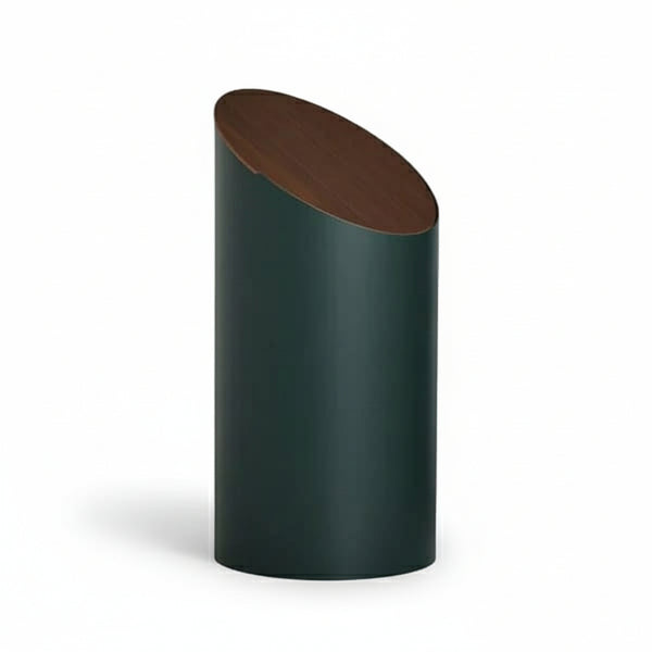 Papierkorb "SWING BIN" - Grün, Deckel Walnuss - M