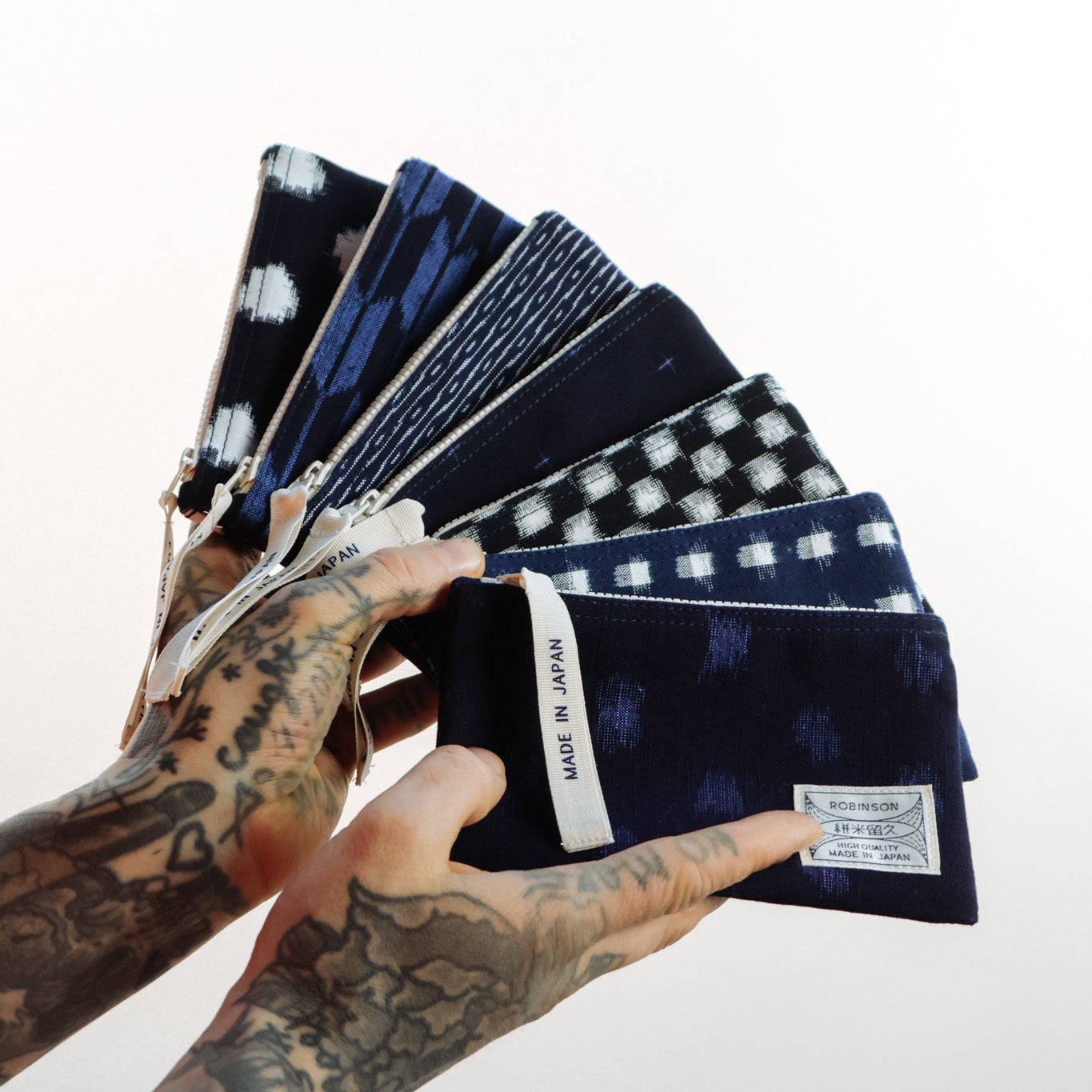 M Clutch Navy Blue Polka Dots