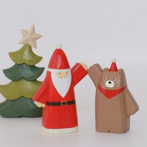 Figurine en bois bons amis de Noël - Top-là Père Noël - FIGURINES EN BOIS