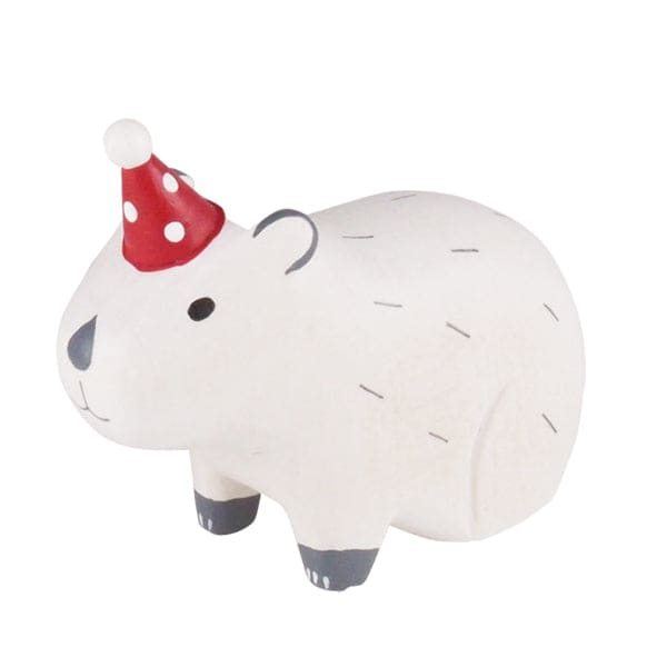 Figurine en bois - Capybara avec chapeau de fête - FIGURINES EN BOIS