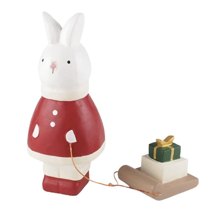 Figurine en bois Noël - Lapin avec cadeau de Noël - FIGURINES EN BOIS