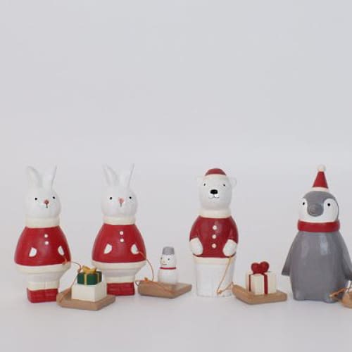 Figurine en bois Noël - Lapin avec cadeau de Noël - FIGURINES EN BOIS