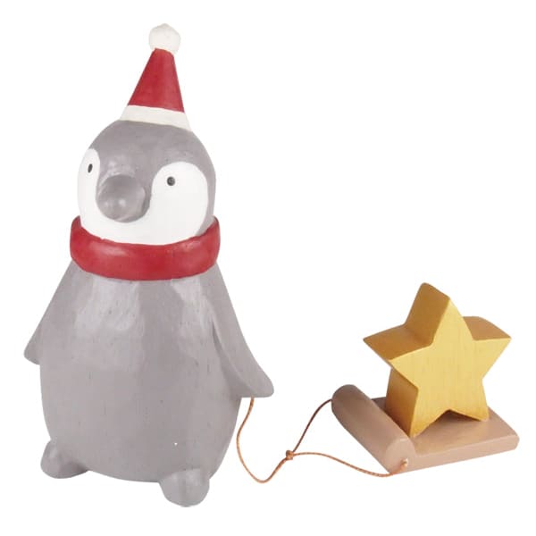 Figurine en bois Noël - Pingouin avec étoile - FIGURINES EN BOIS