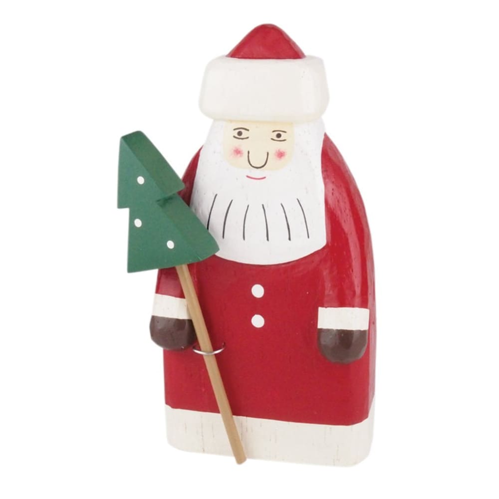 Figurine en bois - Père Noël classique avec sapin - FIGURINES EN BOIS