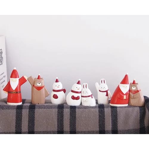 Figurine en bois série de Noël ’se blottir’ - Bonhomme de Neige - FIGURINES EN BOIS