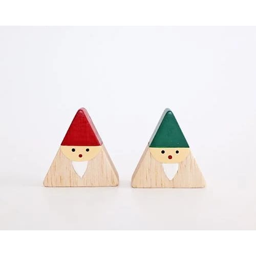 Figurine en Bois triangulaire - Père Noël - Rouge - FIGURINES EN BOIS