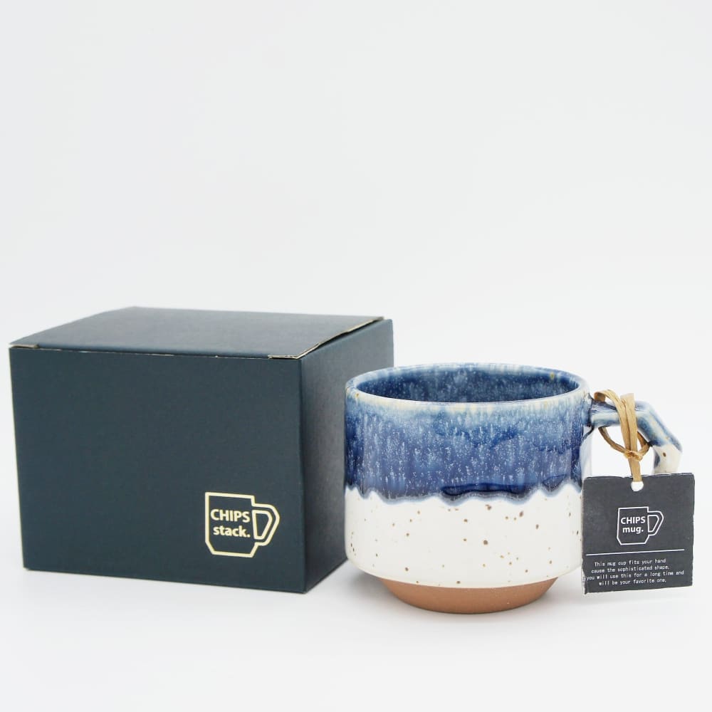 Mug empilable - Drop - Blanc & Navy - VAISSELLE