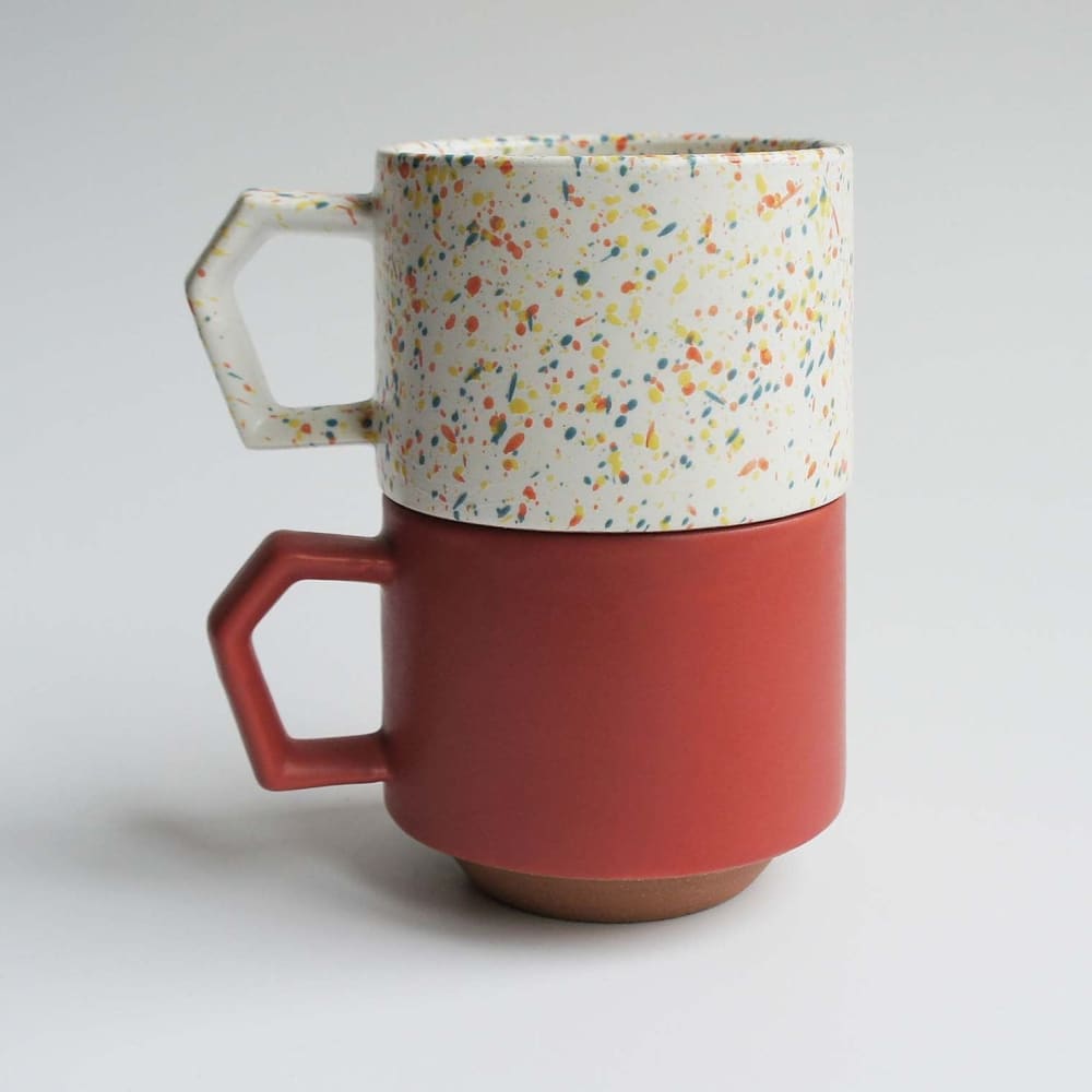 Mug empilable - Splash - Blanc & Orange - VAISSELLE