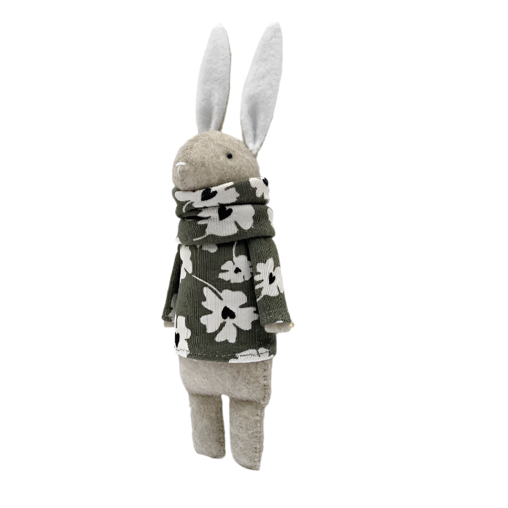 Peluche - Lapine avec col roulé fleuri