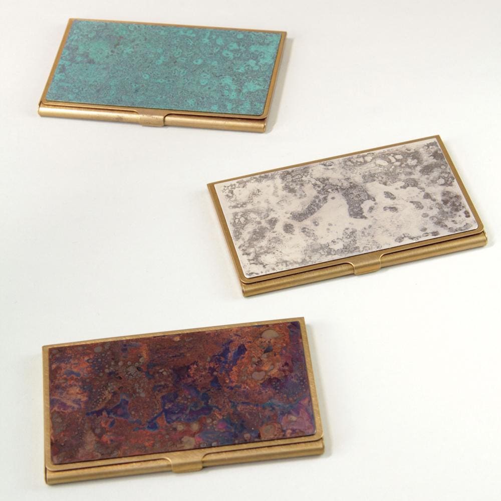 Porte Cartes de Visite en Laiton Corrodé - Hanmon Kujyaku - ACCESSOIRES DE BUREAU