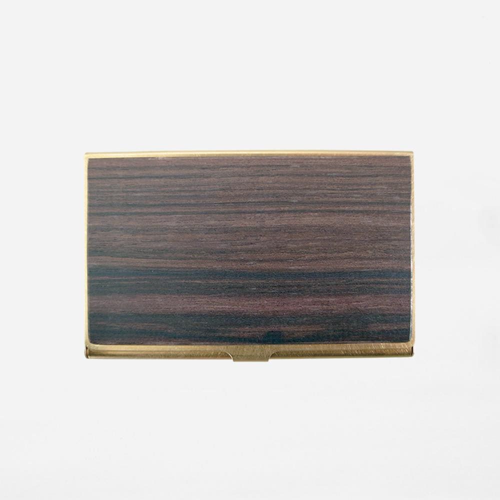 Porte Cartes de Visite - Laiton massif et bois avec boîte en bois d’ébène de Macassar - CARDCASE