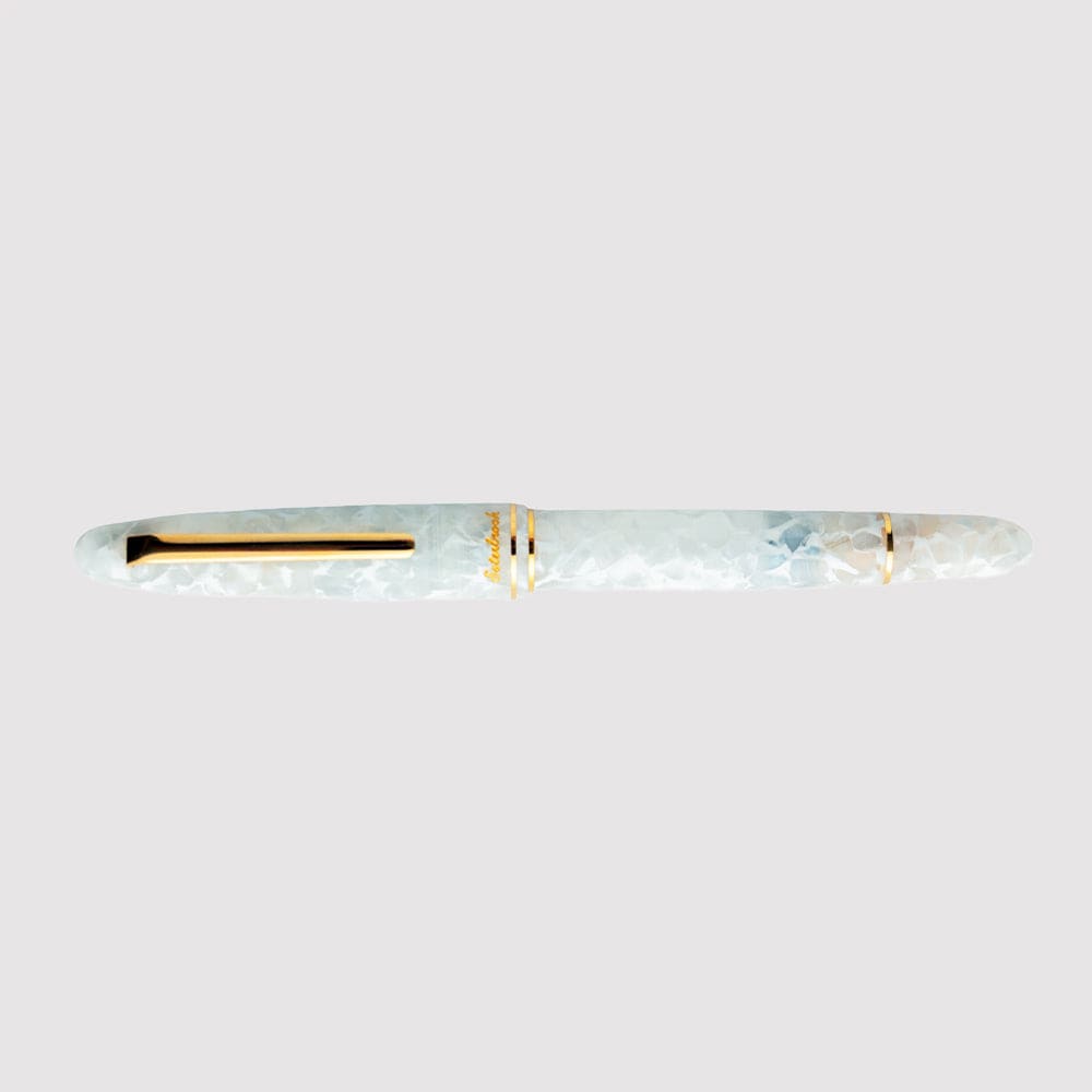 Stylo Plume à Bordure Dorée avec Piston de Remplissage - Estie Winter White - Fin - STYLOS PLUMES