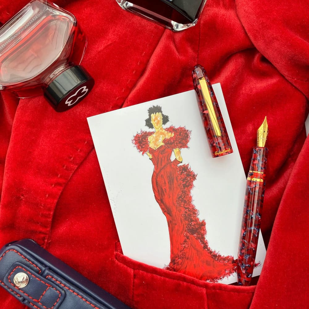 Stylo plume Bordure Dorée - Estie Oversize Scarlet - STYLOS PLUMES