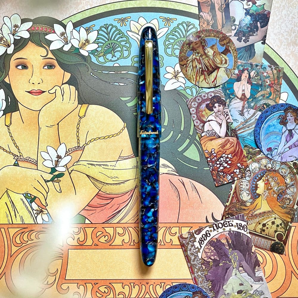 Stylo Plume Bordure Palladium - Estie Oversize Nouveau Blue Palladium Trim - STYLOS PLUMES